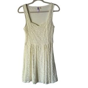 Alya Ivory Lace Dress Sleeveless Square Neck‎ Fit and Flare Party Fairy Cottage